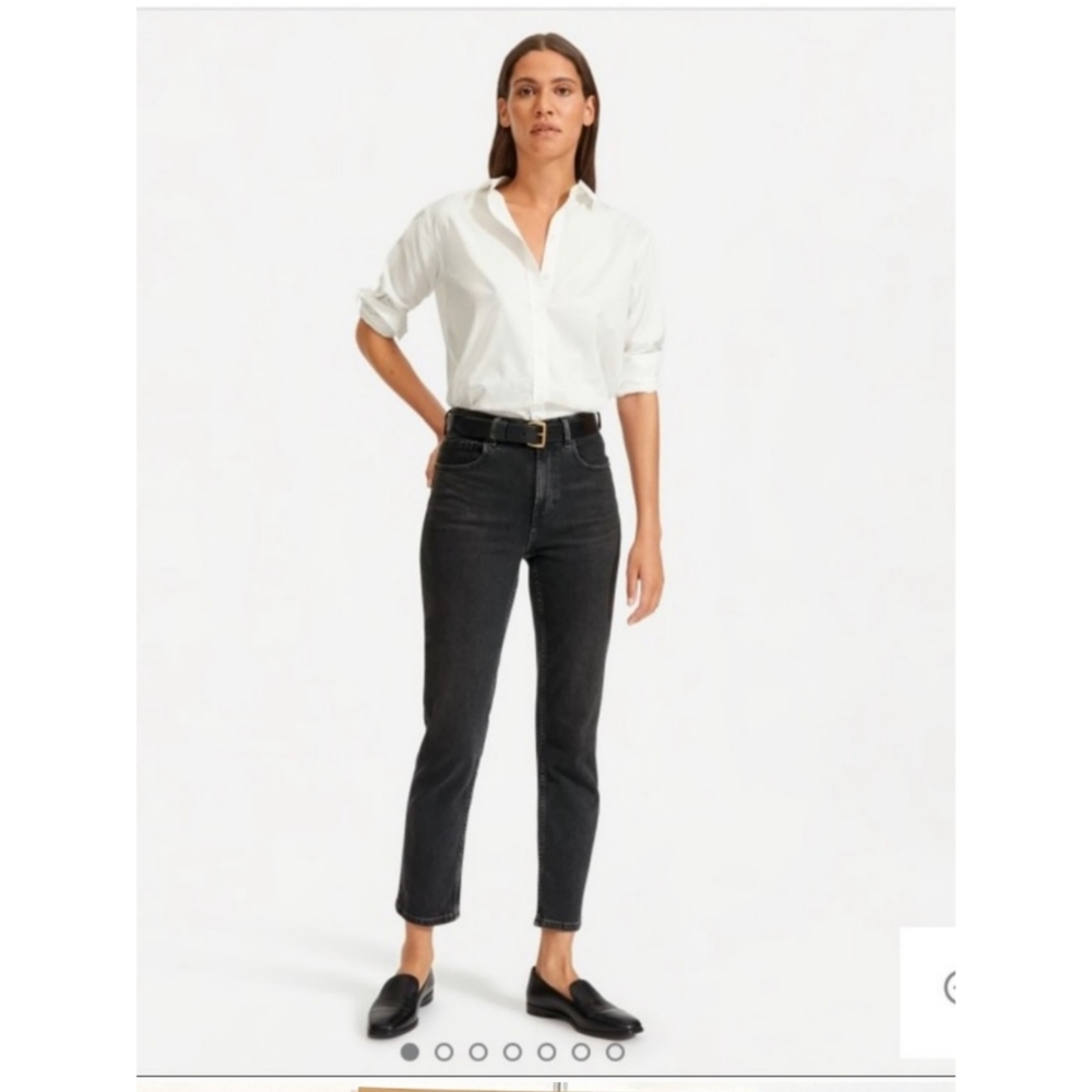 High-Rise Straight Ankle Jeans in Black